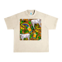 Sandshell St. Patricks Cow With Rainbow And Beer Seamless Urban Heavy Tee - FaDigitalArtStudio