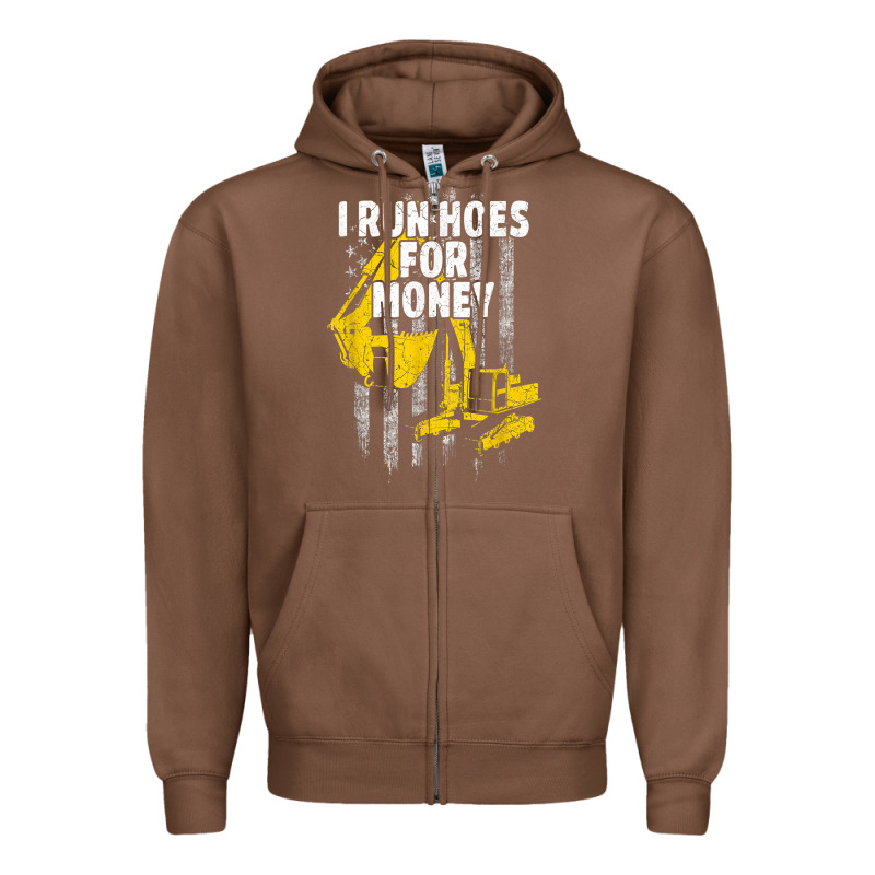 Heavy Equipment Operator I Run Hoes For Money Usa Flag T Shirt Zipper Hoodie by StudioElite | Teevron