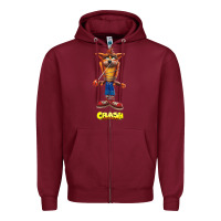 Burgundy Crash Bandicoot  Yo Yo Zipper Hoodie - StudioElite