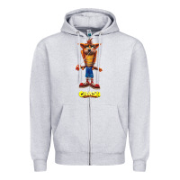 Heather Grey Crash Bandicoot  Yo Yo Zipper Hoodie - StudioElite