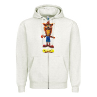 Oatmeal Heather Crash Bandicoot  Yo Yo Zipper Hoodie - StudioElite