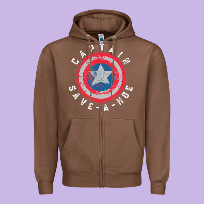 Captain Save-a-hoe Vintage Funny Retro Zipper Hoodie Designed By Studioelite