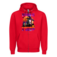 Red my broom broke so now i drive a j.e.e.p witch halloween t shirt Zipper Hoodie - StudioElite
