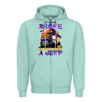 Seafoam my broom broke so now i drive a j.e.e.p witch halloween t shirt Zipper Hoodie - StudioElite