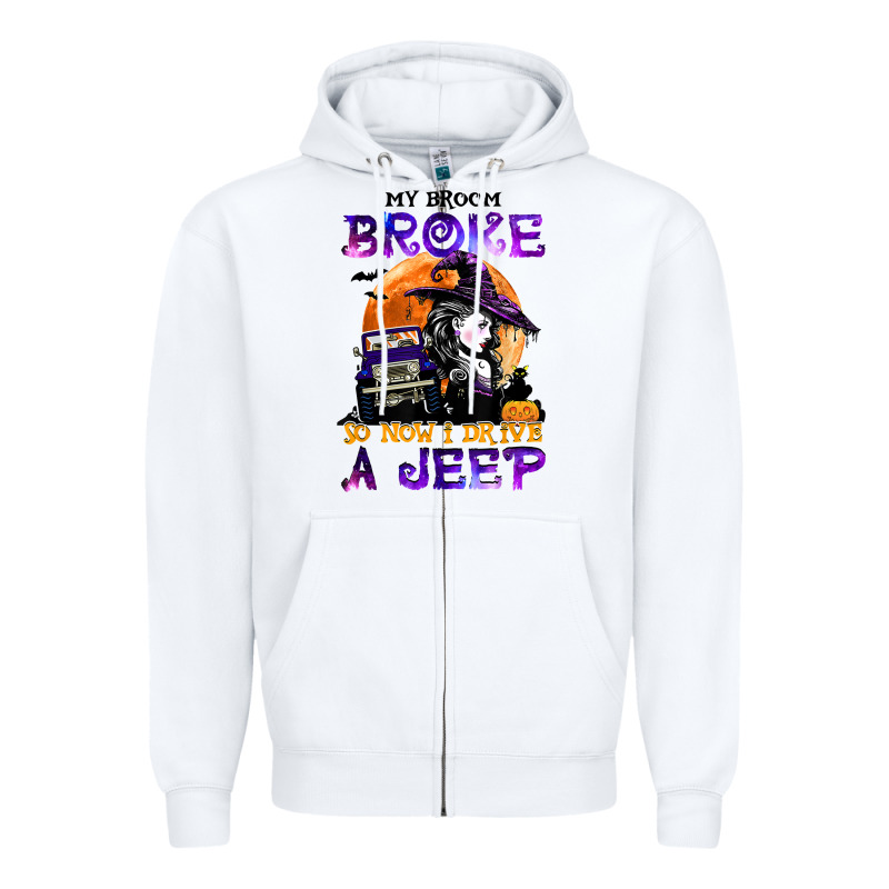 My Broom Broke So Now I Drive A J.e.e.p Witch Halloween T Shirt Zipper Hoodie by StudioElite | Teevron