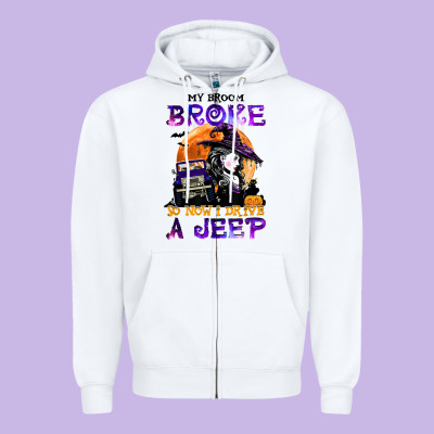 My Broom Broke So Now I Drive A J.e.e.p Witch Halloween T Shirt Zipper Hoodie Designed By Studioelite