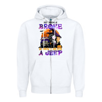 White my broom broke so now i drive a j.e.e.p witch halloween t shirt Zipper Hoodie - StudioElite