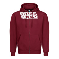 Burgundy boss 302 (white) Zipper Hoodie - StudioElite