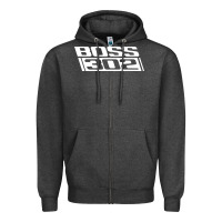 Charcoal Heather boss 302 (white) Zipper Hoodie - StudioElite