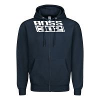 Navy boss 302 (white) Zipper Hoodie - StudioElite