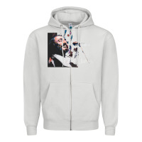 Dove Grey Original Portrait of Luciano Pavarotti Zipper Hoodie - StudioElite