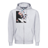 Heather Grey Original Portrait of Luciano Pavarotti Zipper Hoodie - StudioElite