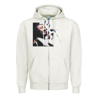 Oatmeal Heather Original Portrait of Luciano Pavarotti Zipper Hoodie - StudioElite
