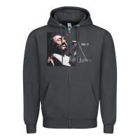 Smoke Original Portrait of Luciano Pavarotti Zipper Hoodie - StudioElite