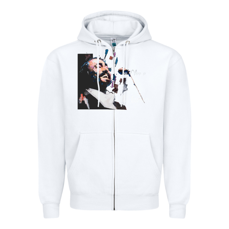 Original Portrait Of Luciano Pavarotti Zipper Hoodie by StudioElite | Teevron