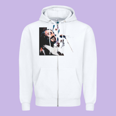 Original Portrait Of Luciano Pavarotti Zipper Hoodie Designed By Studioelite