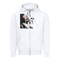 White Original Portrait of Luciano Pavarotti Zipper Hoodie - StudioElite