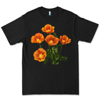 Black California Poppy Flower Premium Tee - RanaPortraitStore