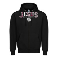 Black Texas A&m Aggies Jesus - Had 12 Men - Patterned Zipper Hoodie - PixelFlow