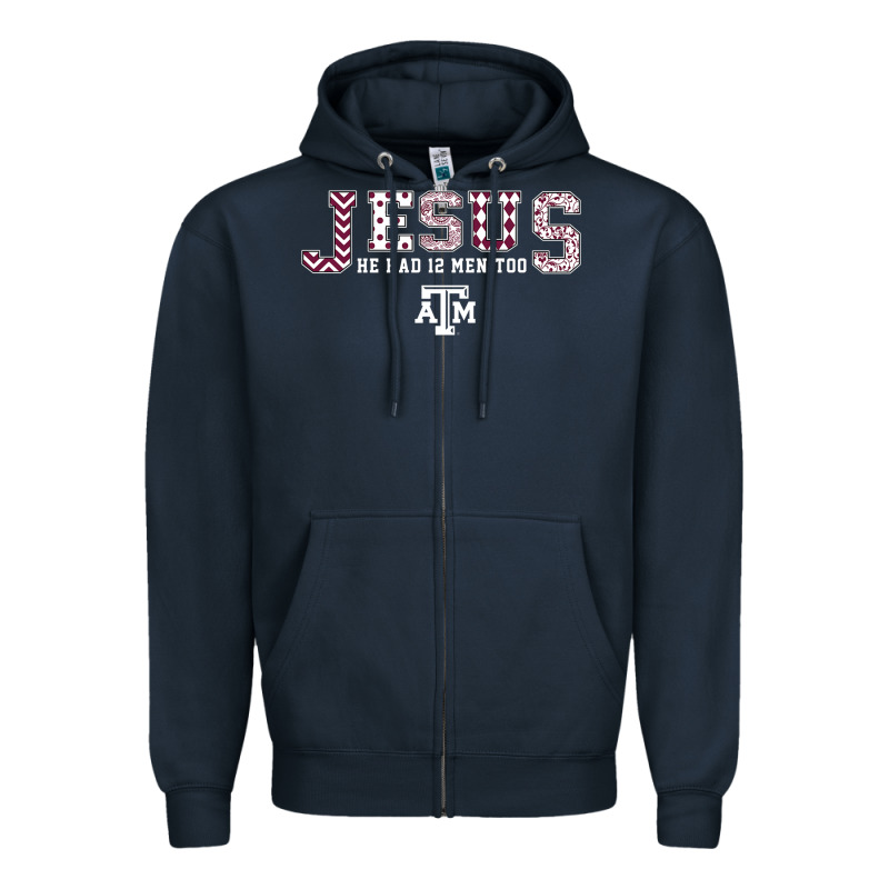 Texas A&m Aggies Jesus - Had 12 Men - Patterned Zipper Hoodie by PixelFlow | Teevron