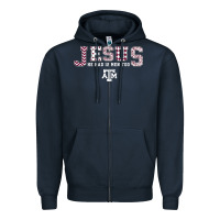 Navy Texas A&m Aggies Jesus - Had 12 Men - Patterned Zipper Hoodie - PixelFlow