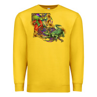 Lemon louisiana map with mardi gras crocodile Premium Sweatshirt - RanaPortraitStore
