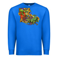 True Royal louisiana map with mardi gras crocodile Premium Sweatshirt - RanaPortraitStore