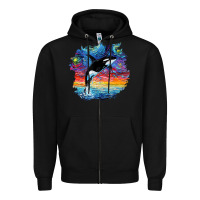 Black Orca Killer Whale Starry Night Impressionist Dog Art By Aja Zipper Hoodie - PixelFlow