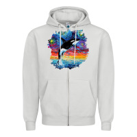 Dove Grey Orca Killer Whale Starry Night Impressionist Dog Art By Aja Zipper Hoodie - PixelFlow