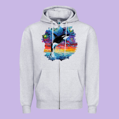 Orca Killer Whale Starry Night Impressionist Dog Art By Aja Zipper Hoodie Designed By Pixelflow