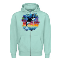 Seafoam Orca Killer Whale Starry Night Impressionist Dog Art By Aja Zipper Hoodie - PixelFlow