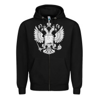 Black russian double headed eagle for a russia fan gift t shirt Zipper Hoodie - PixelFlow