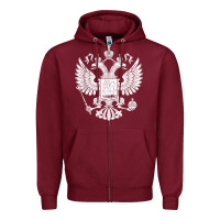 Burgundy russian double headed eagle for a russia fan gift t shirt Zipper Hoodie - PixelFlow