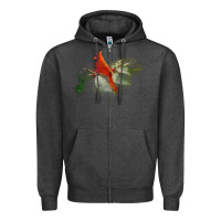 Charcoal Heather wild red cardinal bird long sleeve Zipper Hoodie - PixelFlow