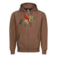 Chestnut wild red cardinal bird long sleeve Zipper Hoodie - PixelFlow