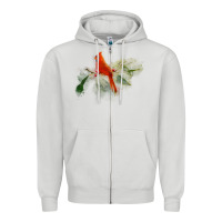 Dove Grey wild red cardinal bird long sleeve Zipper Hoodie - PixelFlow
