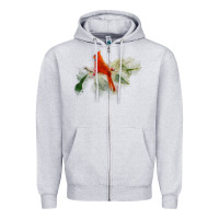 Heather Grey wild red cardinal bird long sleeve Zipper Hoodie - PixelFlow