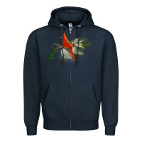 Wild Red Cardinal Bird Long Sleeve Zipper Hoodie | Teevron