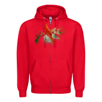 Red wild red cardinal bird long sleeve Zipper Hoodie - PixelFlow