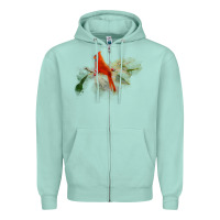 Seafoam wild red cardinal bird long sleeve Zipper Hoodie - PixelFlow