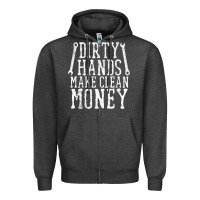 Charcoal Heather dirty hands make clean money t shirt wrench mechanic gift Zipper Hoodie - PixelFlow