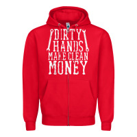 Red dirty hands make clean money t shirt wrench mechanic gift Zipper Hoodie - PixelFlow