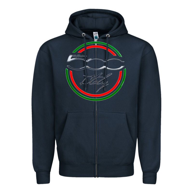 Fiat 500   Italy Zipper Hoodie by PixelFlow | Teevron