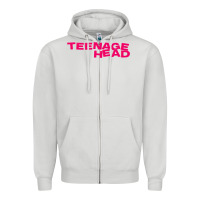Dove Grey Teenage Head Print (Pink) Plain Zipper Hoodie - PixelFlow