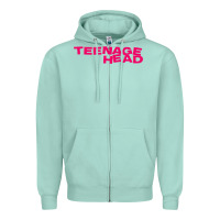 Seafoam Teenage Head Print (Pink) Plain Zipper Hoodie - PixelFlow