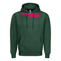 Sports Green Teenage Head Print (Pink) Plain Zipper Hoodie - PixelFlow