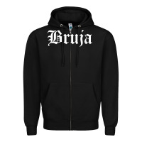 Black womens bruja old english chola witchy v neck t shirt Zipper Hoodie - PixelFlow