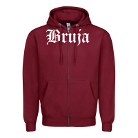 Burgundy womens bruja old english chola witchy v neck t shirt Zipper Hoodie - PixelFlow