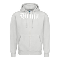 Dove Grey womens bruja old english chola witchy v neck t shirt Zipper Hoodie - PixelFlow