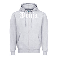 Heather Grey womens bruja old english chola witchy v neck t shirt Zipper Hoodie - PixelFlow